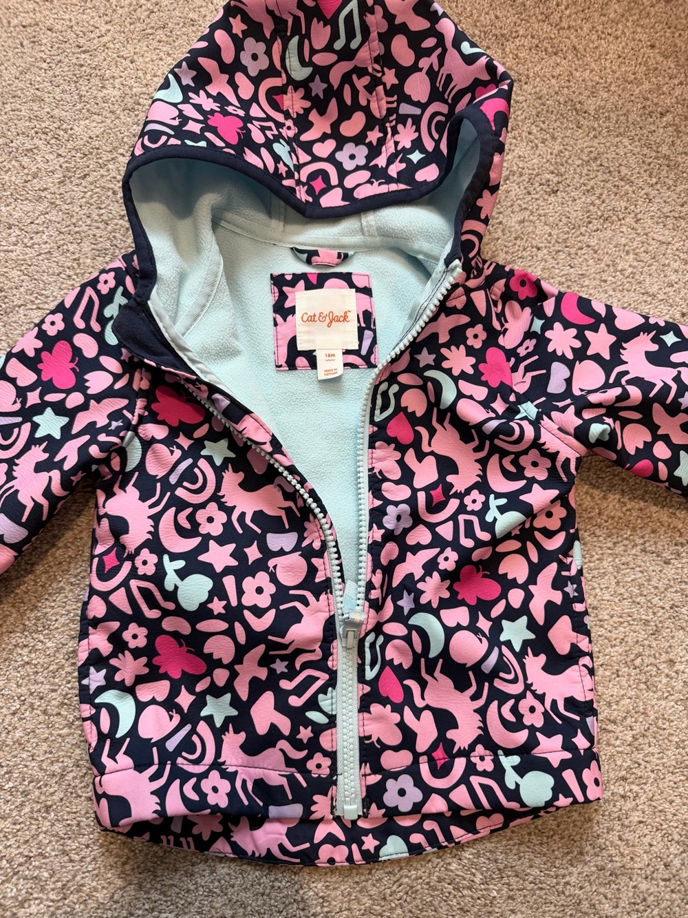 Cat & Jack Navy Jacket with Pink Floral Icons